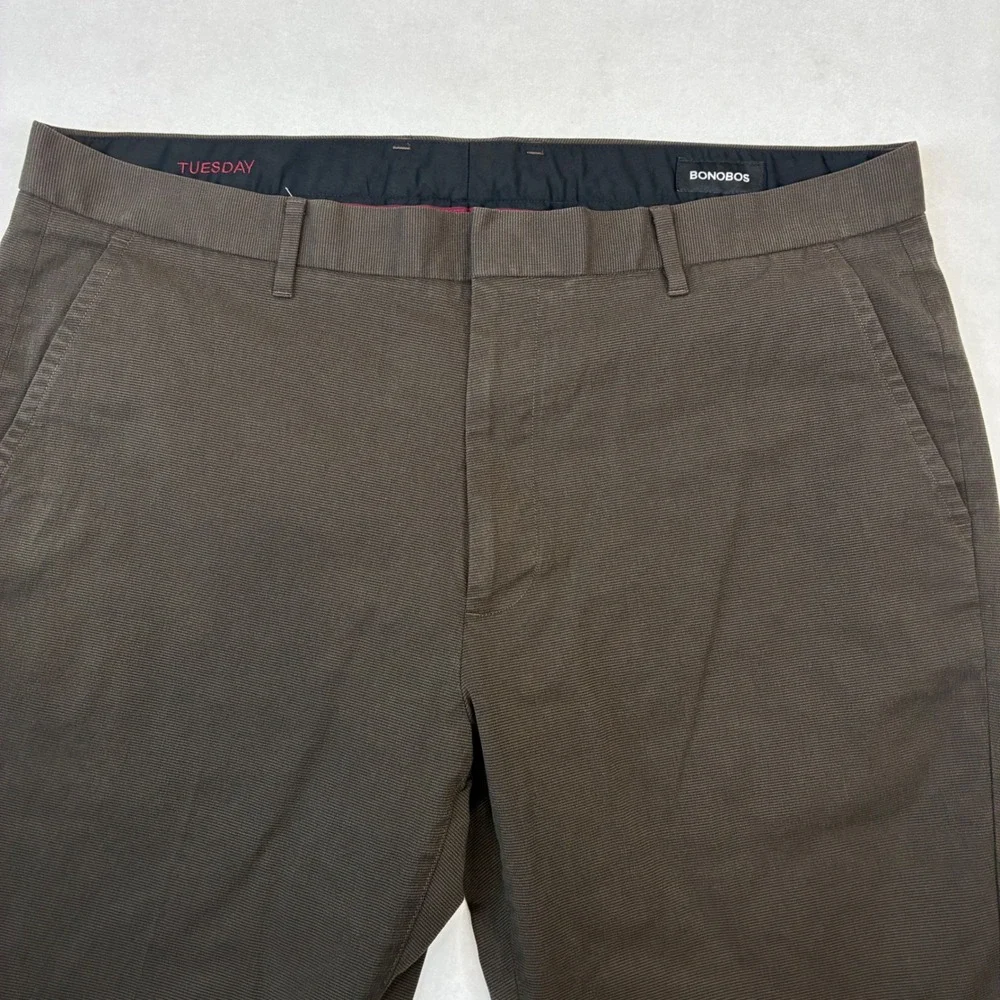 Bonobos Chinos Men 38x32 Brown Tuesday Micro Texture Stretch Cotton Pants